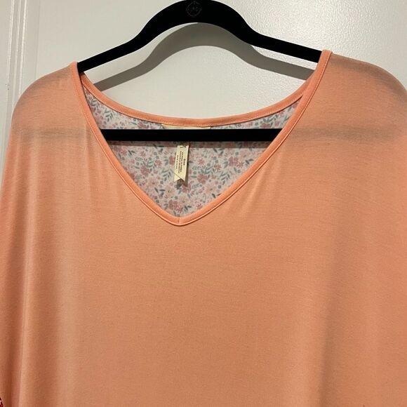 Matilda Jane Women's Sing It Out Tunic Top Peachy Pink Floral Long Sleeve Large - Picture 4 of 12